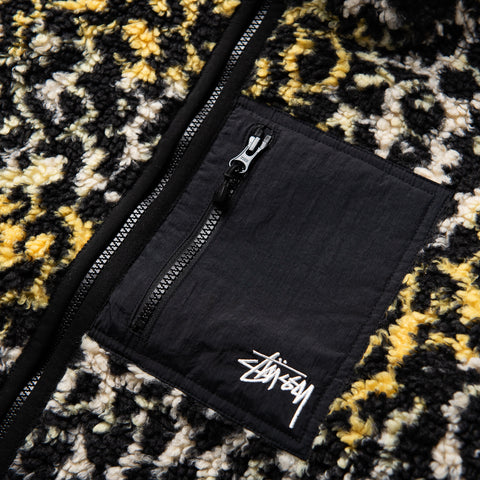 Stussy Sherpa Reversible Jacket - Yellow Leopard