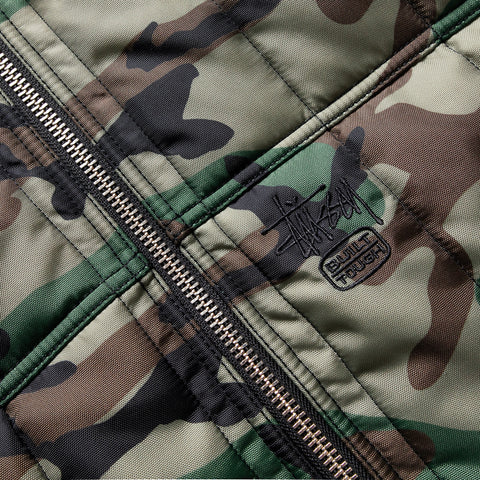 Stussy Quilted Nylon Work Jacket - Woodland Camo