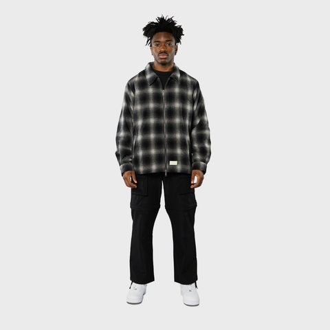 Supervsn Shadow Plaid Zip Work Jacket - White/Black