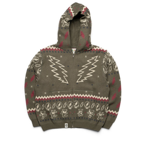 thisisneverthat x Grateful Dead Iconography Knit Zip Hoodie - Mud