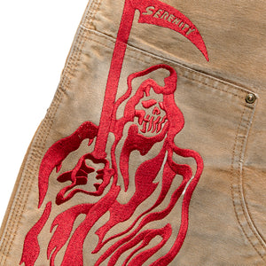 Warren Lotas Serenity Vintage Carhartt Double Knee Shorts - Tan/Cardinal