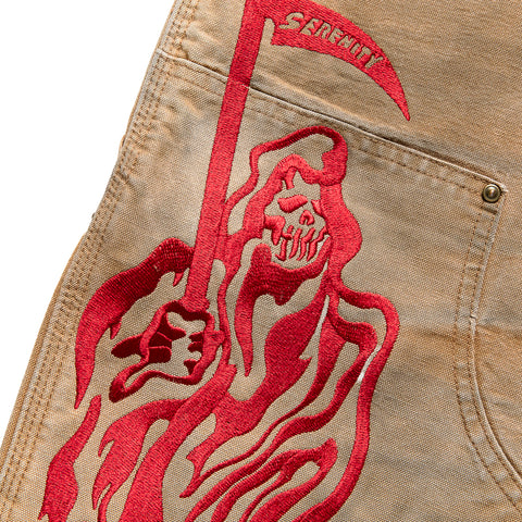 Warren Lotas Serenity Vintage Carhartt Double Knee Shorts - Tan/Cardinal