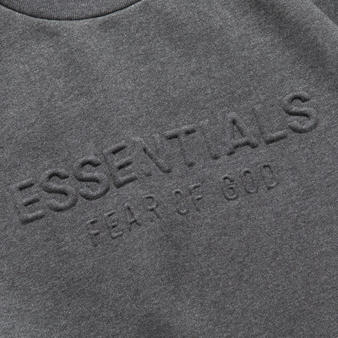 Women's Fear Of God Essentials Embossed 90's Raglan Crewneck Sweatshirt - Charcoal Heather