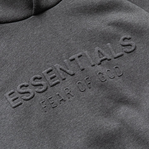Women's Fear Of God Essentials Embossed 90's Raglan Hoodie - Charcoal Heather