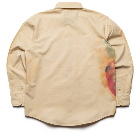 KidSuper Painted Face Button Up Shirt - Tan/Orange