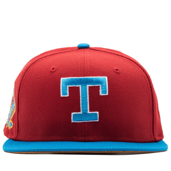 New Era x Politics Texas Rangers 59FIFTY Fitted Hat - Botanical Green/Air Force Blue, Size 7 5/8 by Sneaker Politics