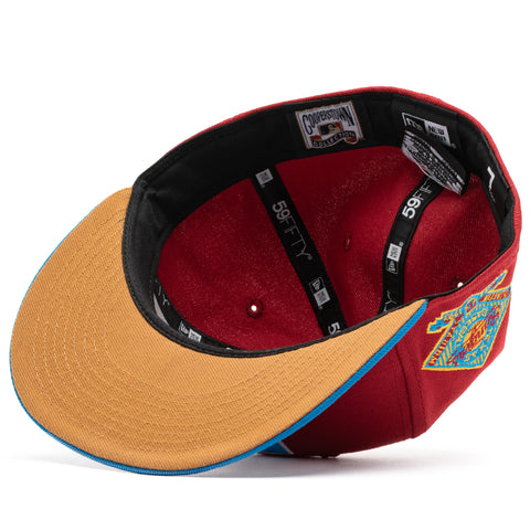 New Era x Politics Texas Rangers 59FIFTY Fitted Hat - Pinot Red/Cardinal Blue, Size 7 7/8 by Sneaker Politics