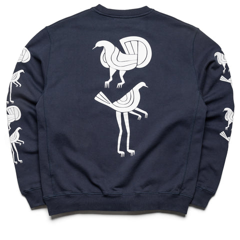 Parra Fancy Pigeon Crewneck Sweatshirt - Midnight Blue
