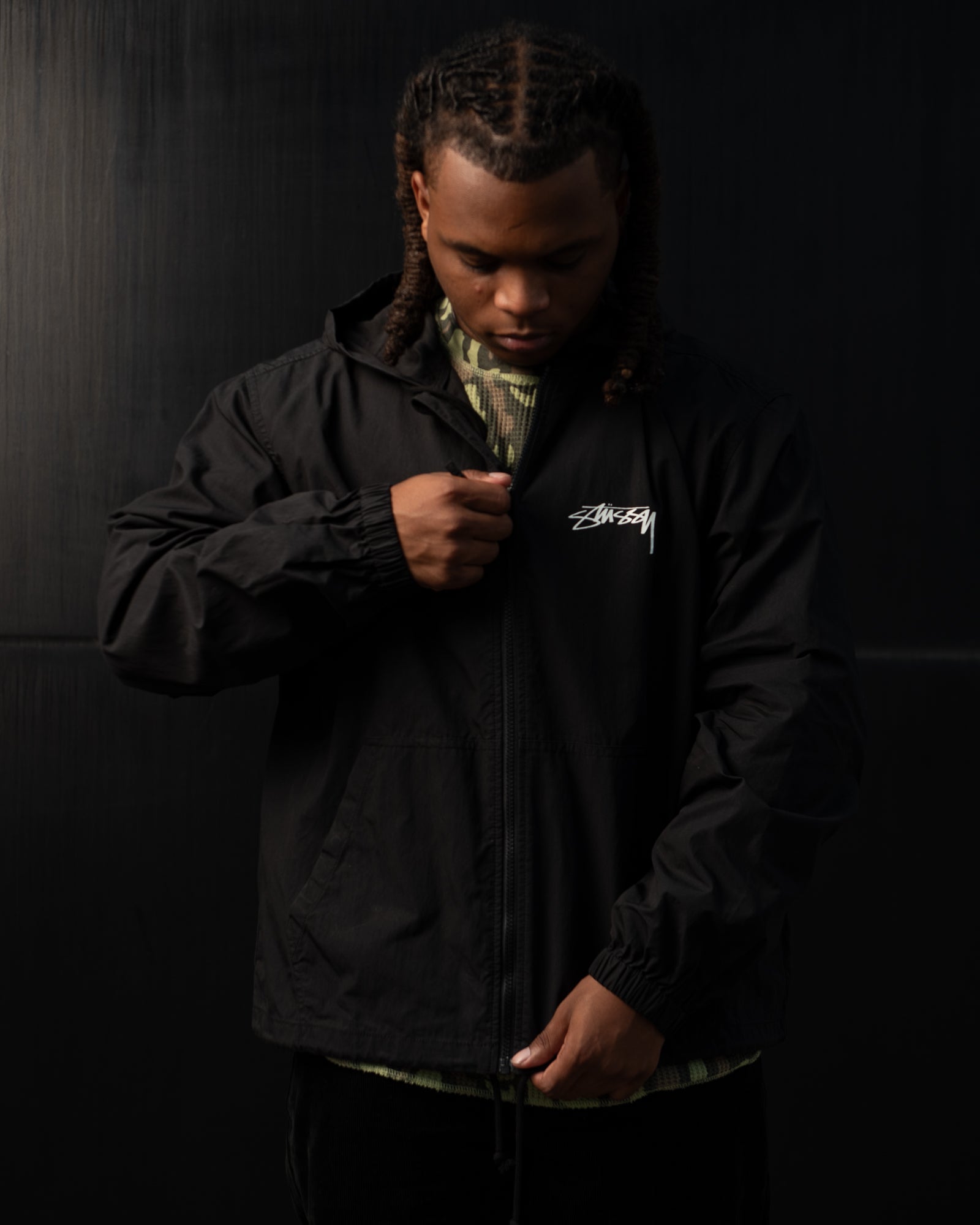 Stussy Waxed Cotton Beach Shell Jacket - Black – Sneaker Politics