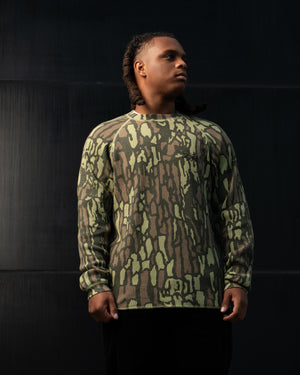 Stussy Raglan Thermal Basic Stock - Tree Bark Camo