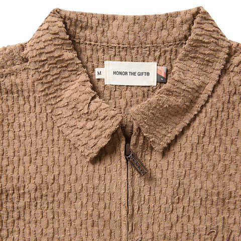 Honor The Gift Textured Knit Qtr Zip - Brown