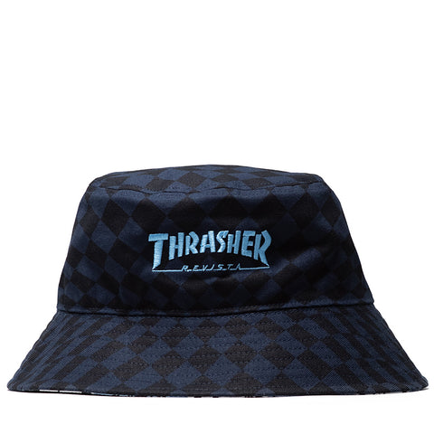 Thrasher x Adidas Argentina Bucket Hat - Night Navy/Light Blue