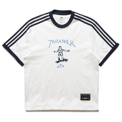 Thrasher x Adidas Argentina Ringer Tee - Core White