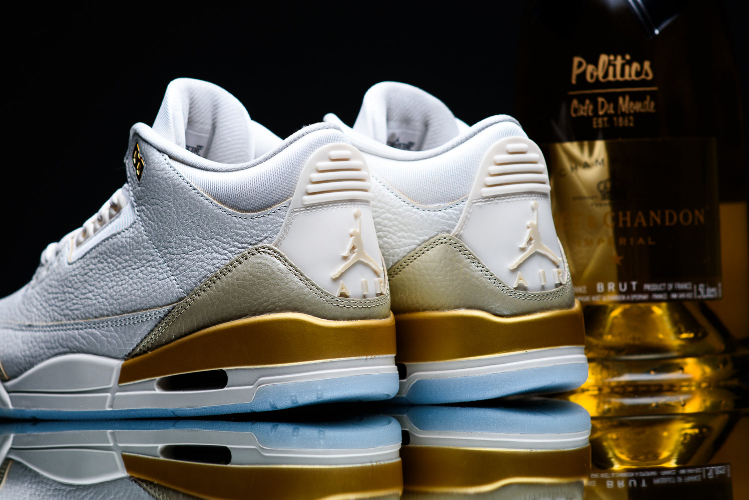 white and gold jordan 3