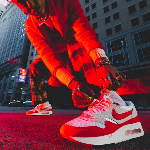 Nike Air Max 1 Sneakers in White and Red