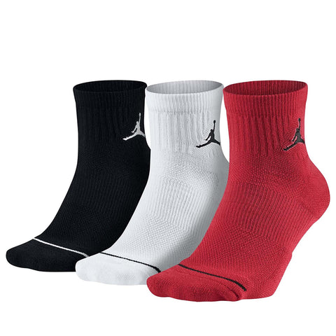 Jordan Brand Jumpman Dri-FIT Quarter Socks 3 Pair - Black/Red/White