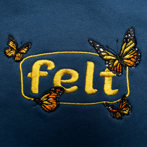 Felt Butterfly Fleece Sweatpants - Stone Blue