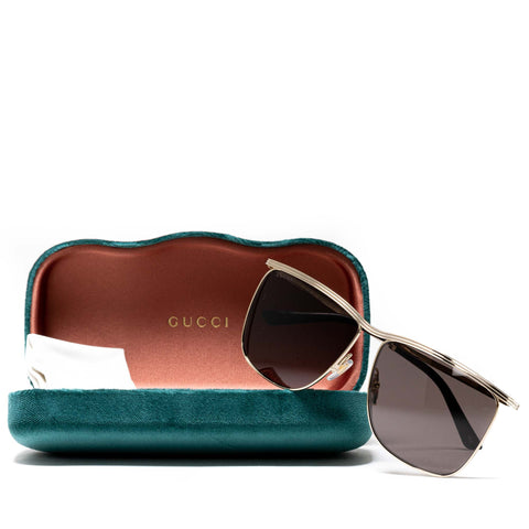 Gucci Rectangle Sunglasses - Gold/Grey