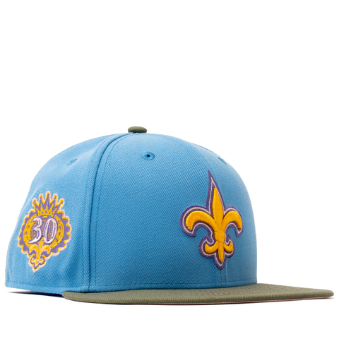 New Era x Politics New Orleans Saints 59FIFTY Fitted Hat - Sky/Wheatgrass