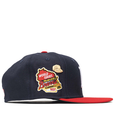 New Era Milwaukee Braves 59FIFTY Fitted Hat - Navy/Red, Size 7 1/8 by Sneaker Politics