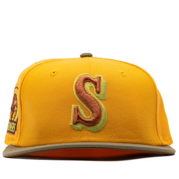 New Era x Politics Seattle Mariners 59FIFTY Fitted Hat - Atomic Yellow/Black, Size 7 3/4 by Sneaker Politics