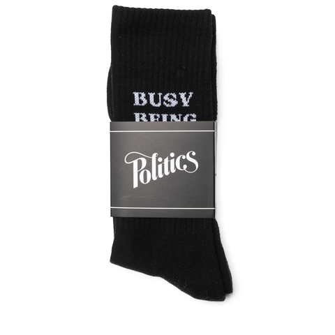 Politics Busy Being Nice Socks - Black