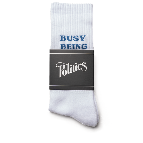 Politics Busy Being Nice Socks - White