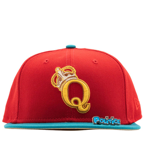 New Era x Politics Queens Kings 59FIFTY Fitted Hat - Bright Red/Aqua