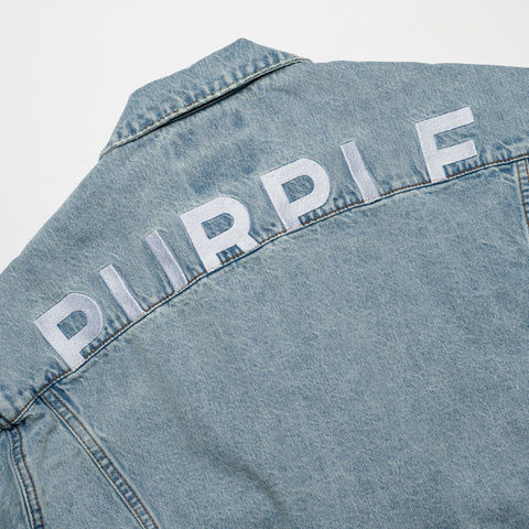 Purple Brand Denim Oversized Jacket - Light Indigo Embroidered