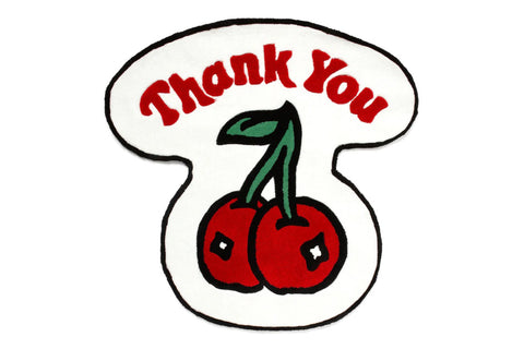 Market Thank You Cherry Rug - White/Red